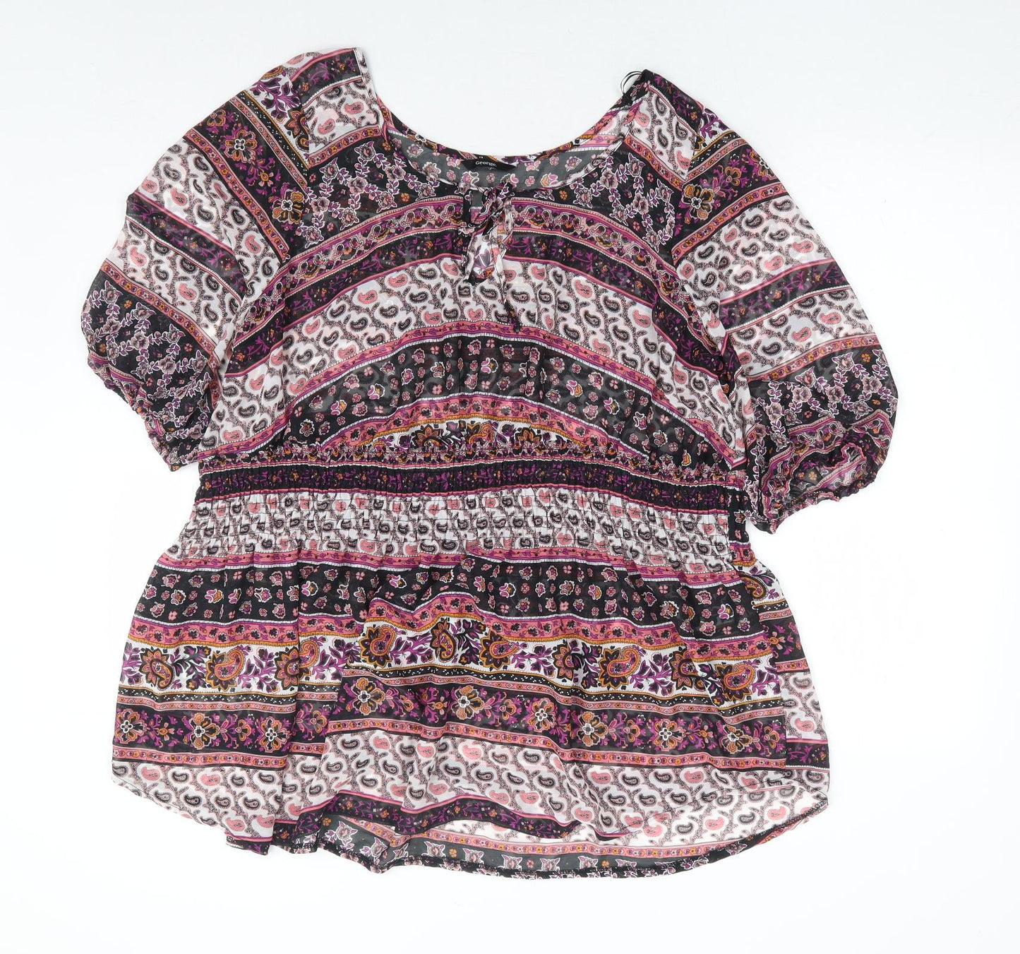 George Womens Multicoloured Paisley Polyester Basic Blouse Size 20 Round Neck - Peplum Smock