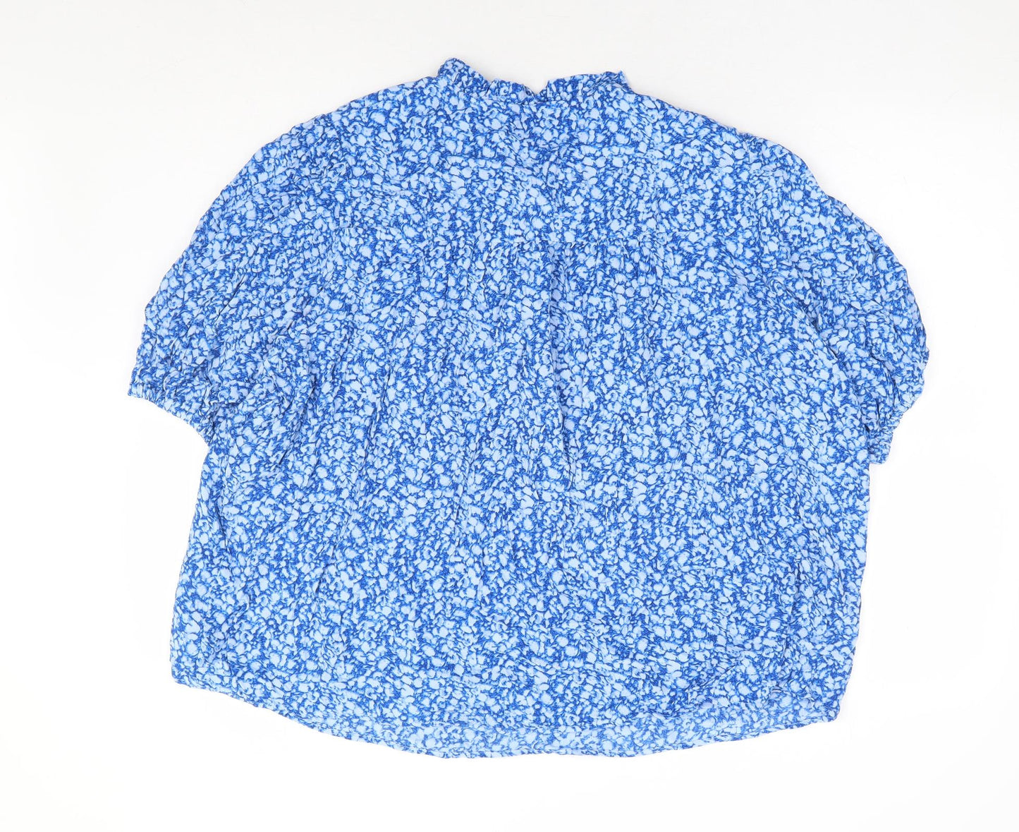 Marks and Spencer Womens Blue Animal Print Viscose Basic Blouse Size 22 Round Neck - Leopard Print