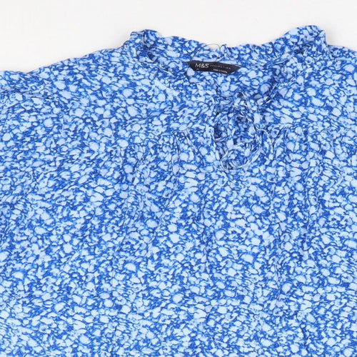 Marks and Spencer Womens Blue Animal Print Viscose Basic Blouse Size 22 Round Neck - Leopard Print