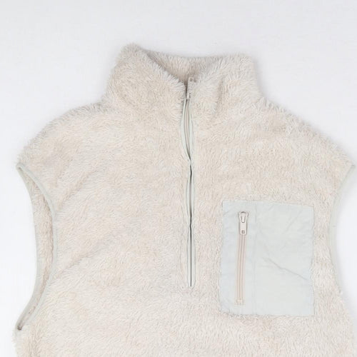 H&M Womens Beige High Neck Polyester Vest Jumper Size XS