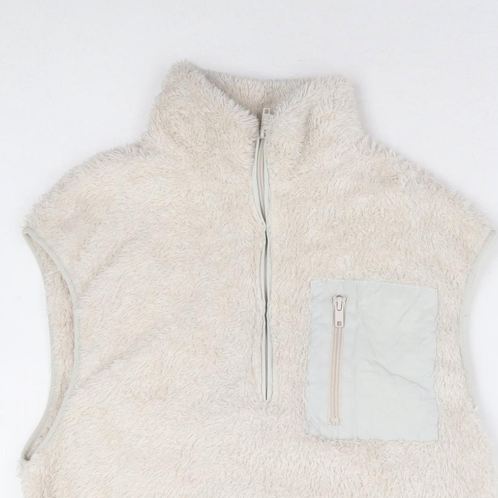 H&M Womens Beige High Neck Polyester Vest Jumper Size XS