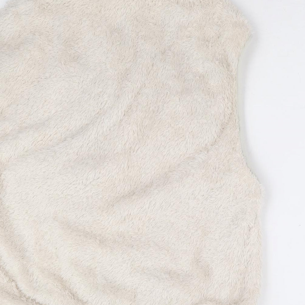 H&M Womens Beige High Neck Polyester Vest Jumper Size XS