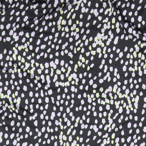 The Couture Club Womens Black Geometric Polyester Basic Button-Up Size S Collared