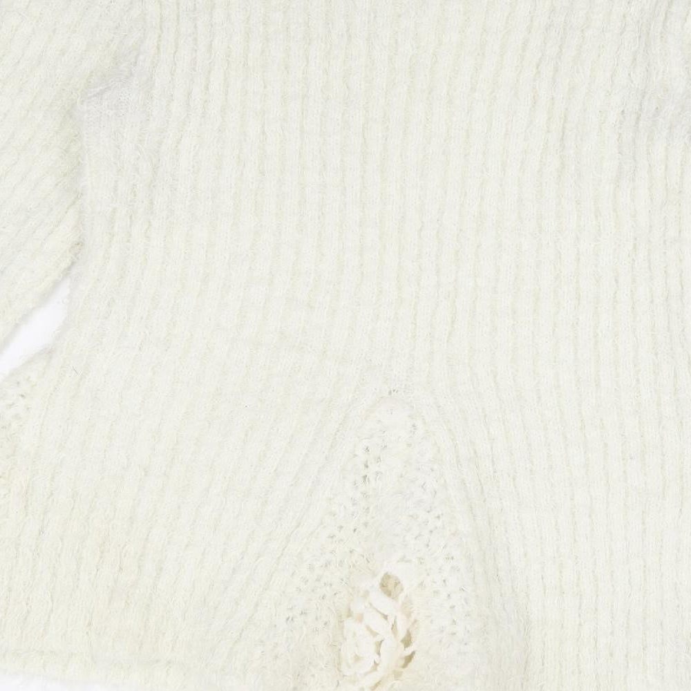 Joe Browns Womens Ivory Round Neck Polyester Pullover Jumper Size 14 - Crochet Detail Peplum