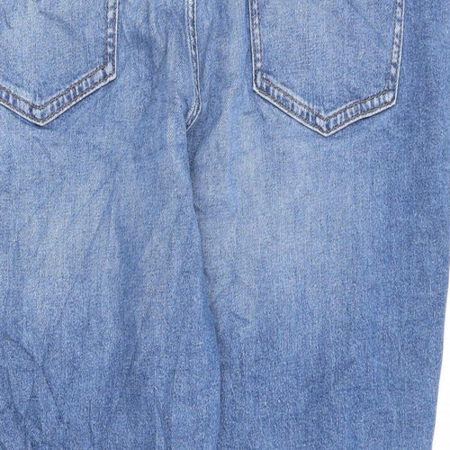 Marks and Spencer Womens Blue Cotton Cropped Jeans Size 20 L25 in Regular Button - Short Length Distressed Hems