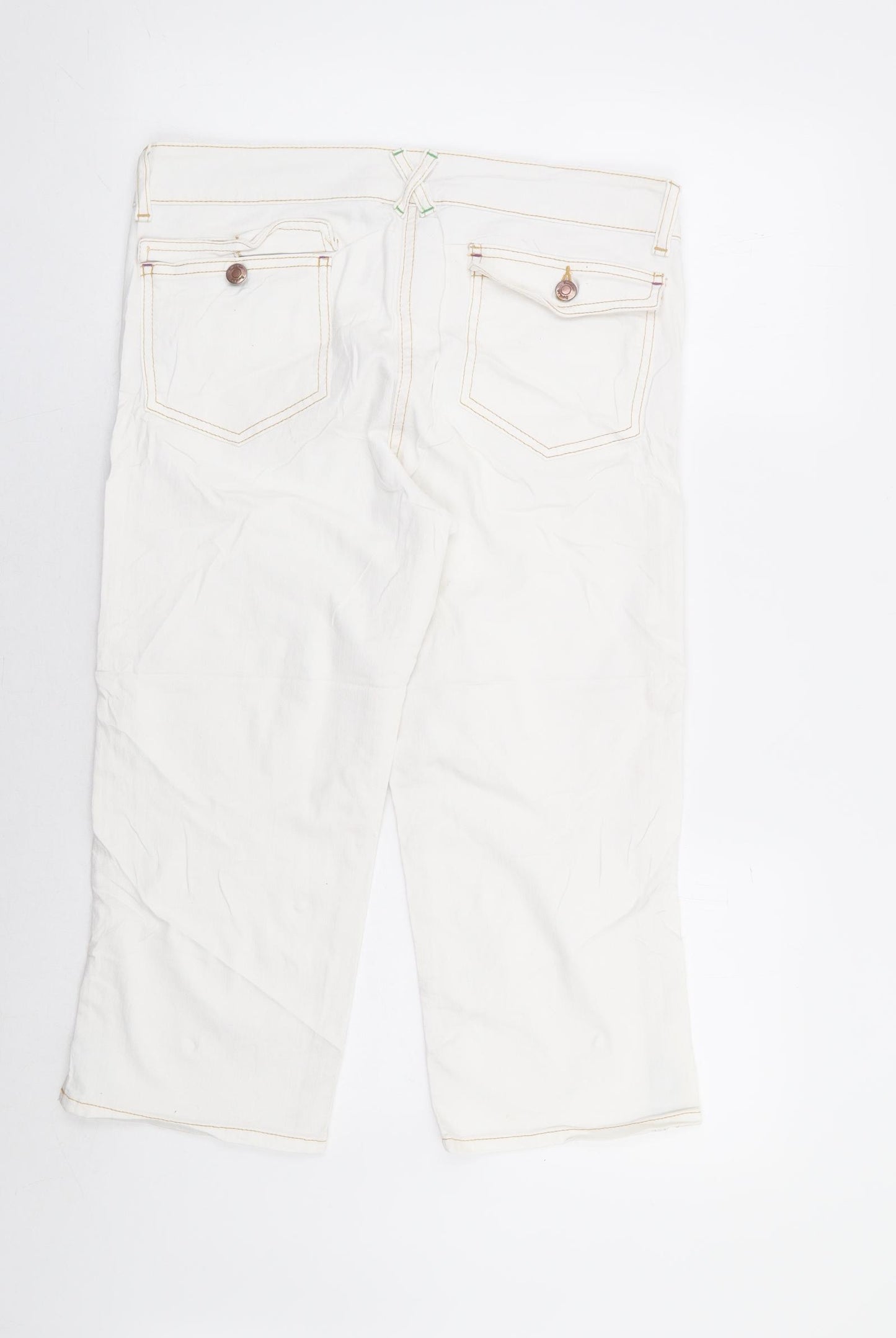 Boden Womens White Cotton Cropped Jeans Size 12 L20 in Regular Zip