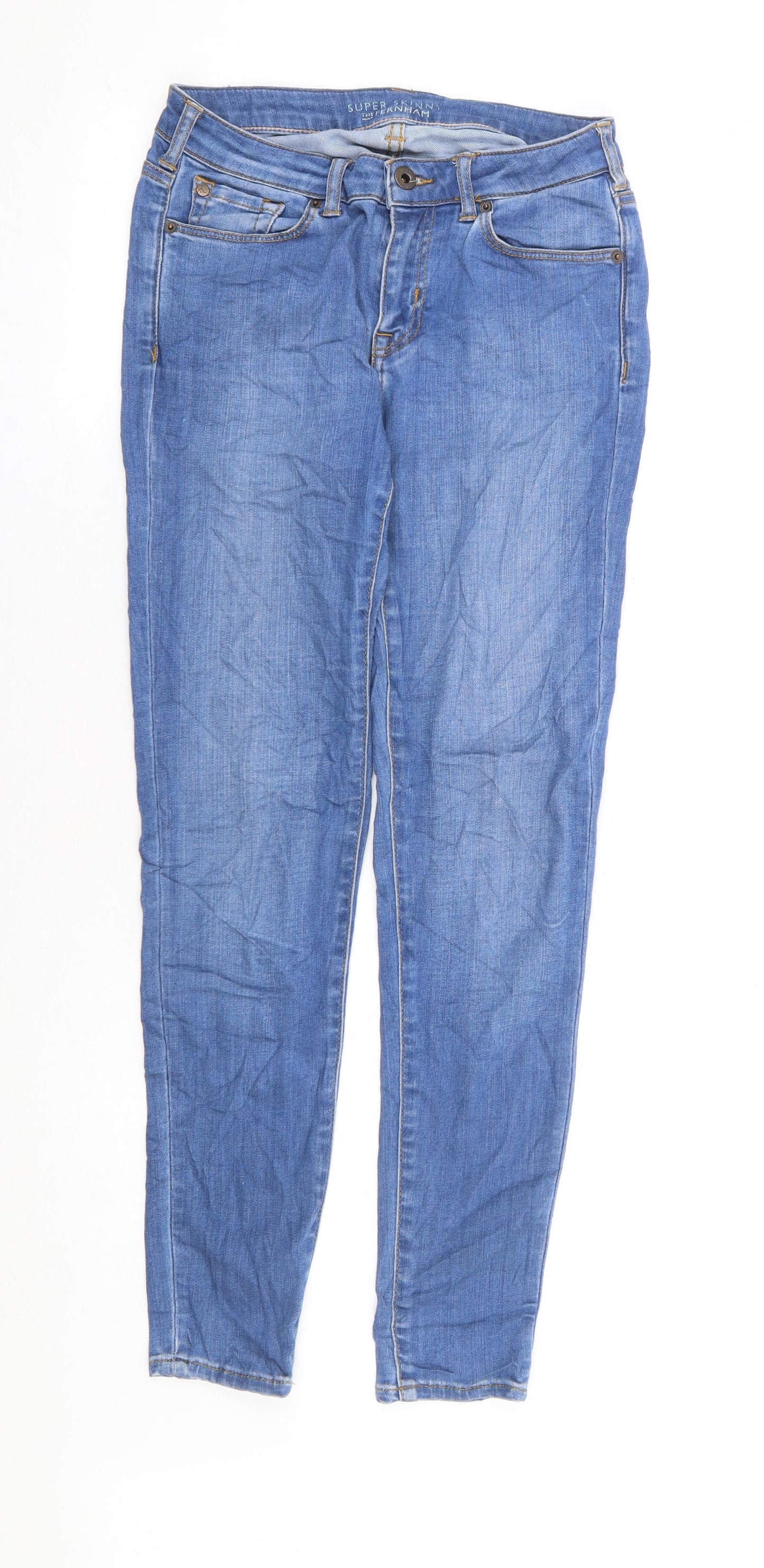 Jack Wills Womens Blue Viscose Skinny Jeans Size 27 in L28 in Extra-Slim Zip