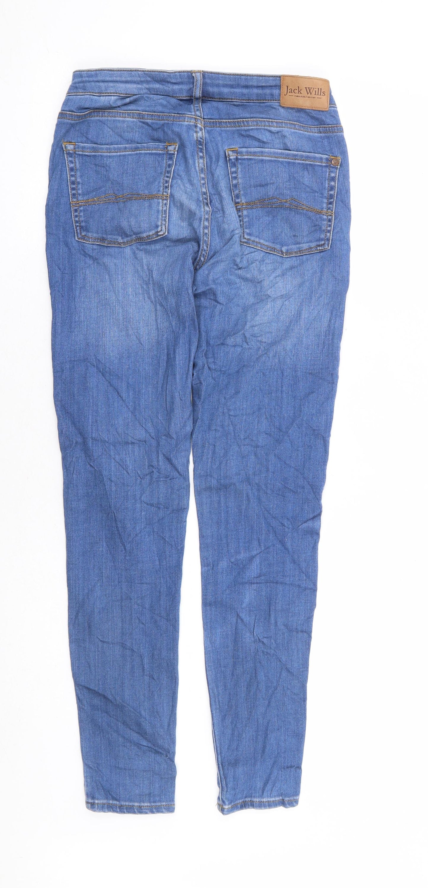 Jack Wills Womens Blue Viscose Skinny Jeans Size 27 in L28 in Extra-Slim Zip