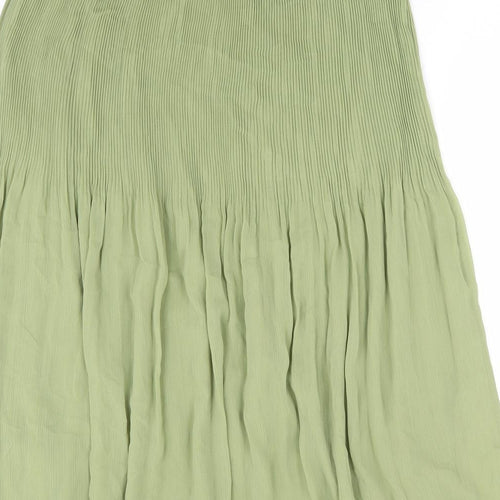 Marks and Spencer Womens Green Polyester Pleated Skirt Size 10 Zip