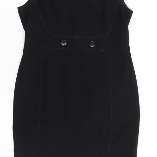 Marks and Spencer Womens Black Polyester Pencil Dress Size 16 Boat Neck Zip