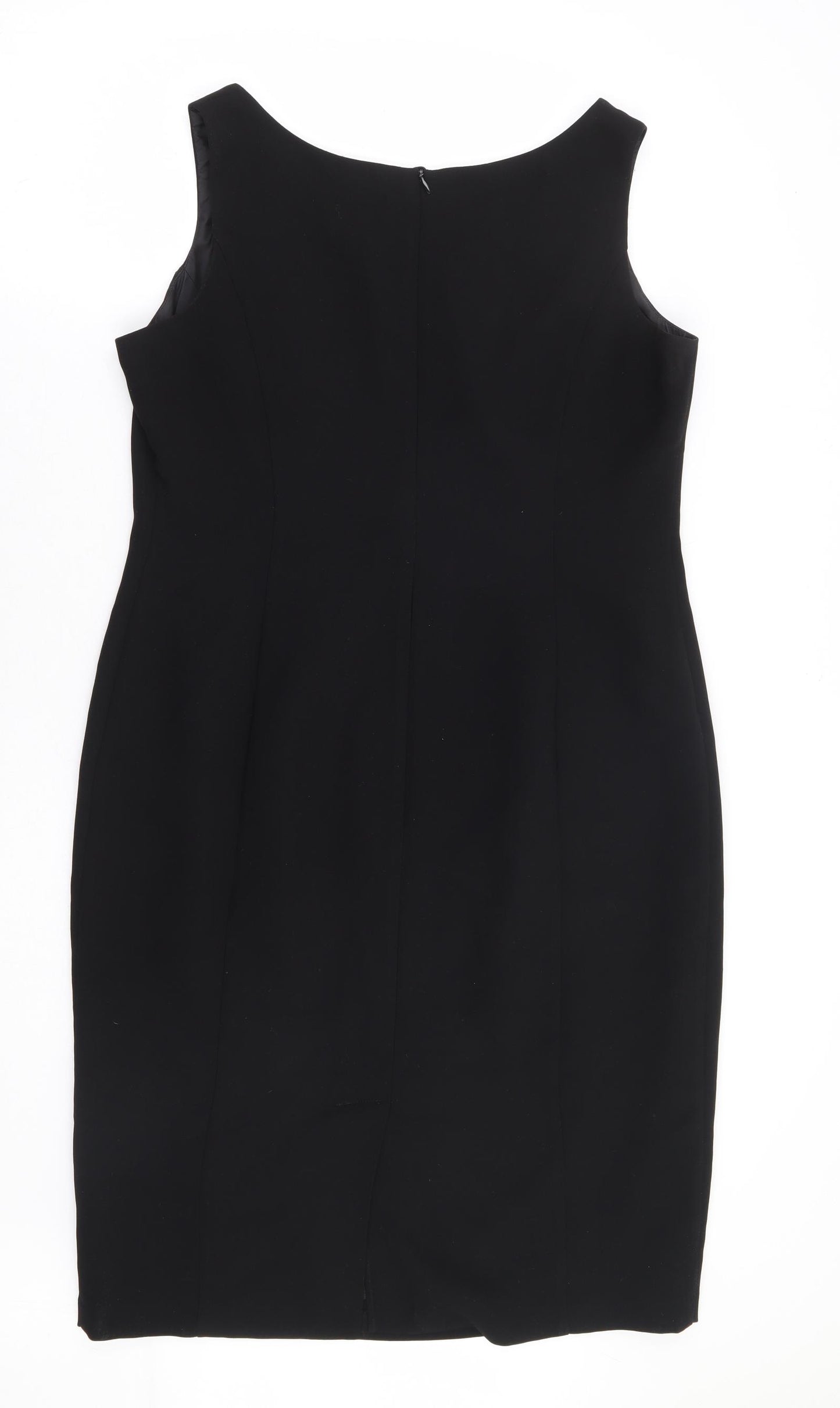 Marks and Spencer Womens Black Polyester Pencil Dress Size 16 Boat Neck Zip