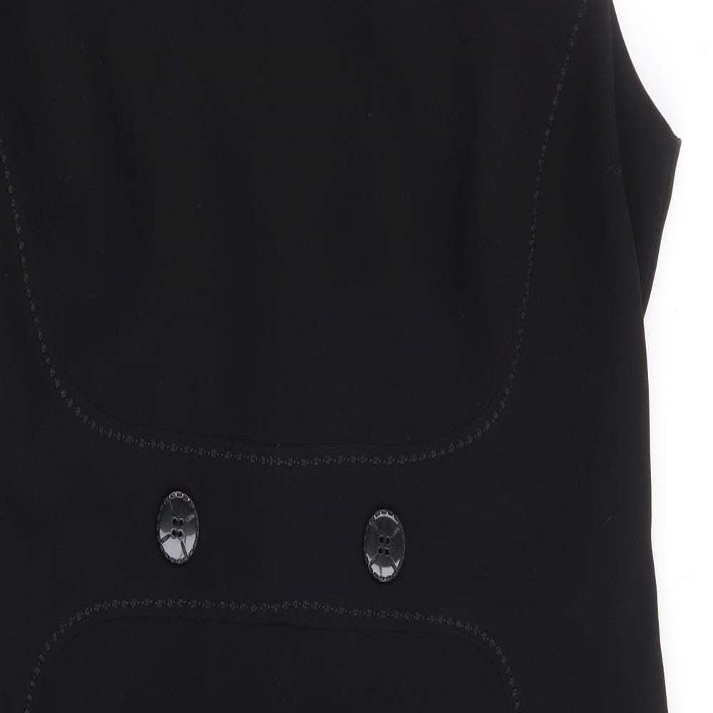 Marks and Spencer Womens Black Polyester Pencil Dress Size 16 Boat Neck Zip