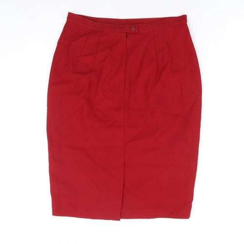 Marks and Spencer Womens Red Wool Straight & Pencil Skirt Size 12 Zip