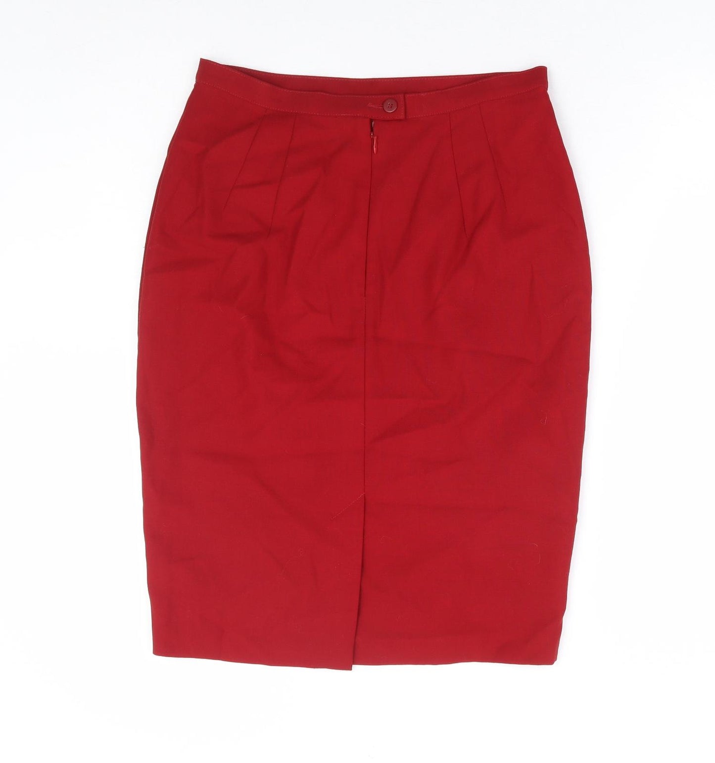Marks and Spencer Womens Red Wool Straight & Pencil Skirt Size 12 Zip