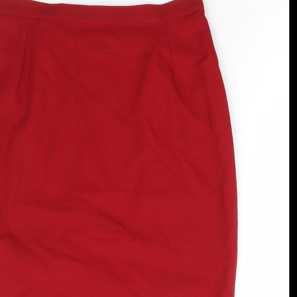 Marks and Spencer Womens Red Wool Straight & Pencil Skirt Size 12 Zip