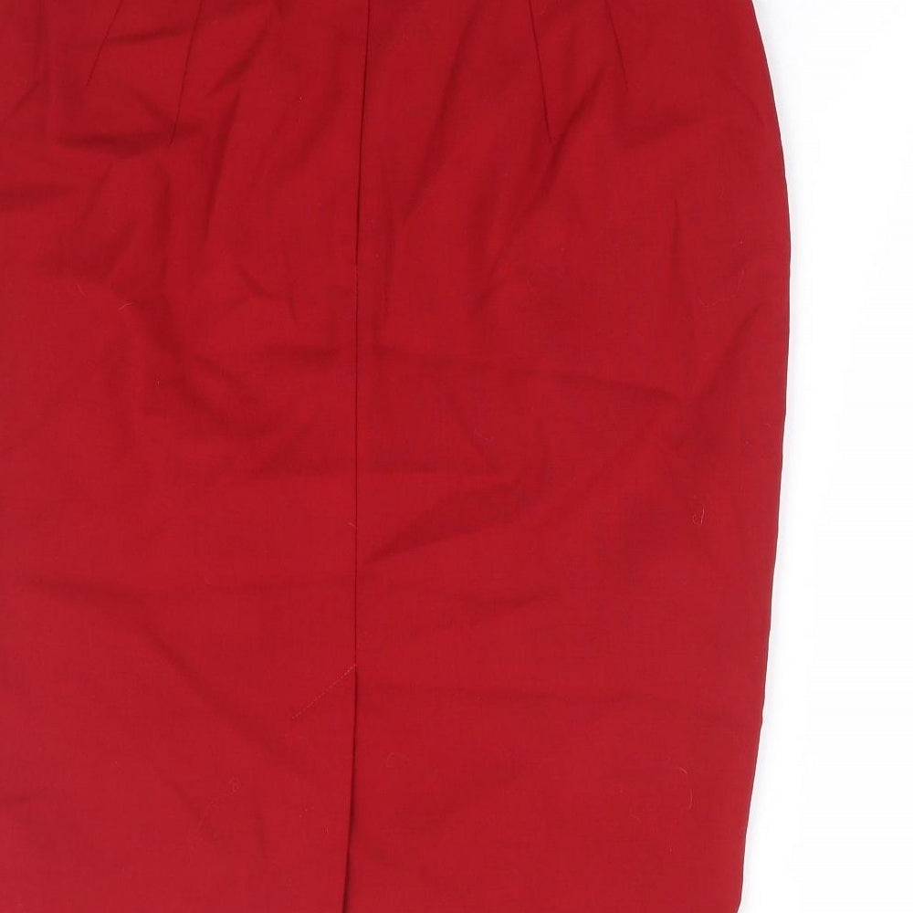 Marks and Spencer Womens Red Wool Straight & Pencil Skirt Size 12 Zip