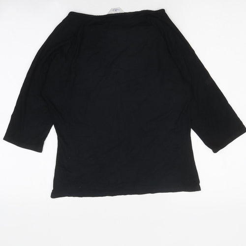 Preworn Womens Black Polyester Jersey T-Shirt Size 14 Round Neck