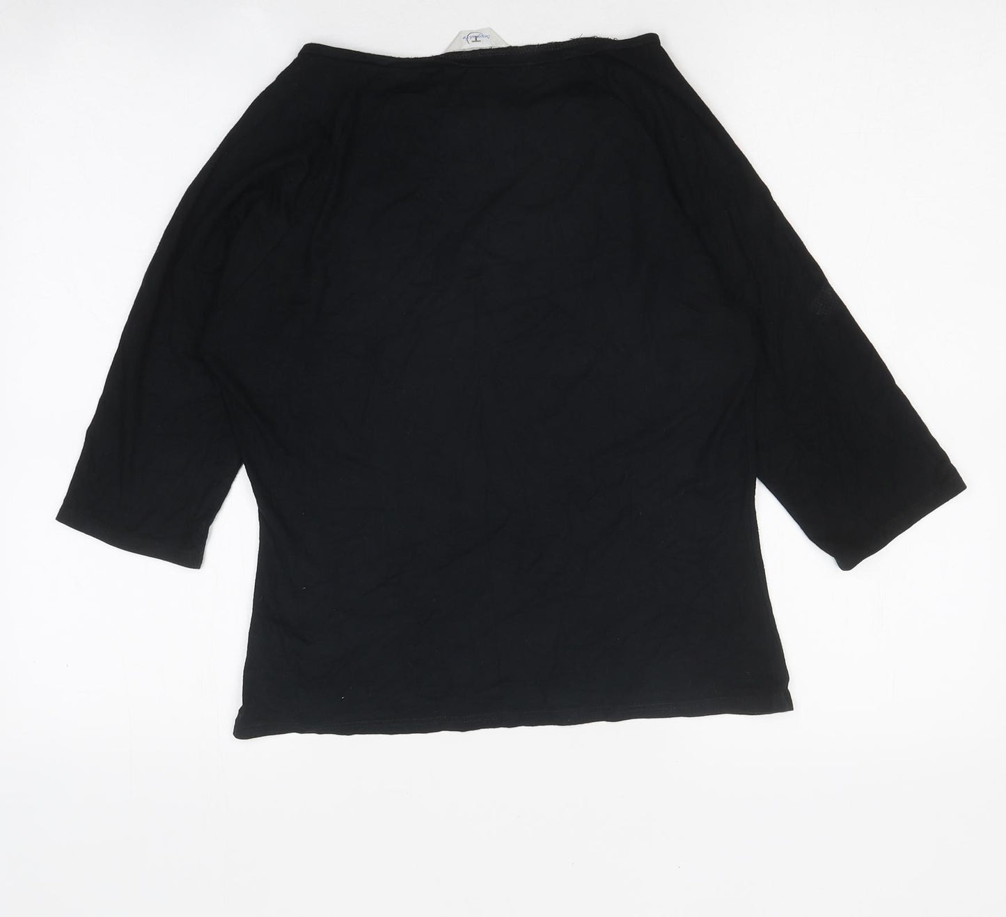 Preworn Womens Black Polyester Jersey T-Shirt Size 14 Round Neck