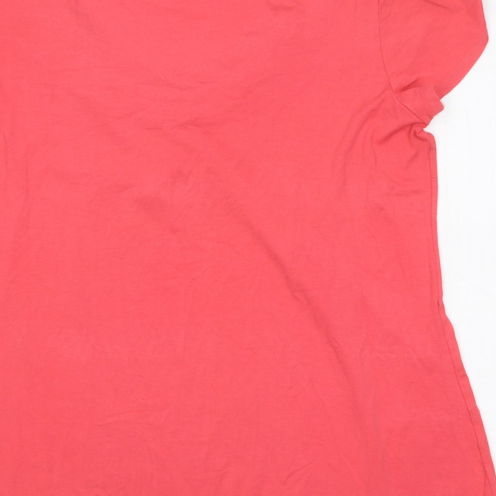 BHS Womens Pink Polyester Basic T-Shirt Size 18 Round Neck - Beaded Detail