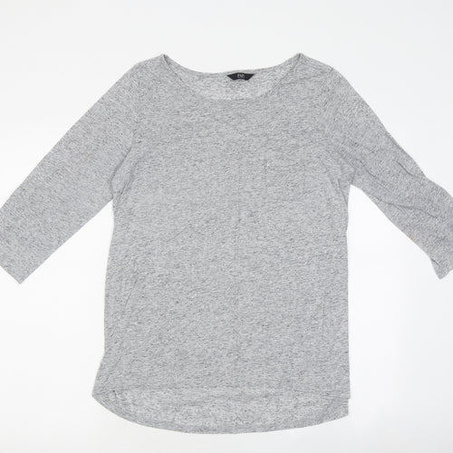 F&F Womens Grey Polyester Basic T-Shirt Size 14 Round Neck - Pocket