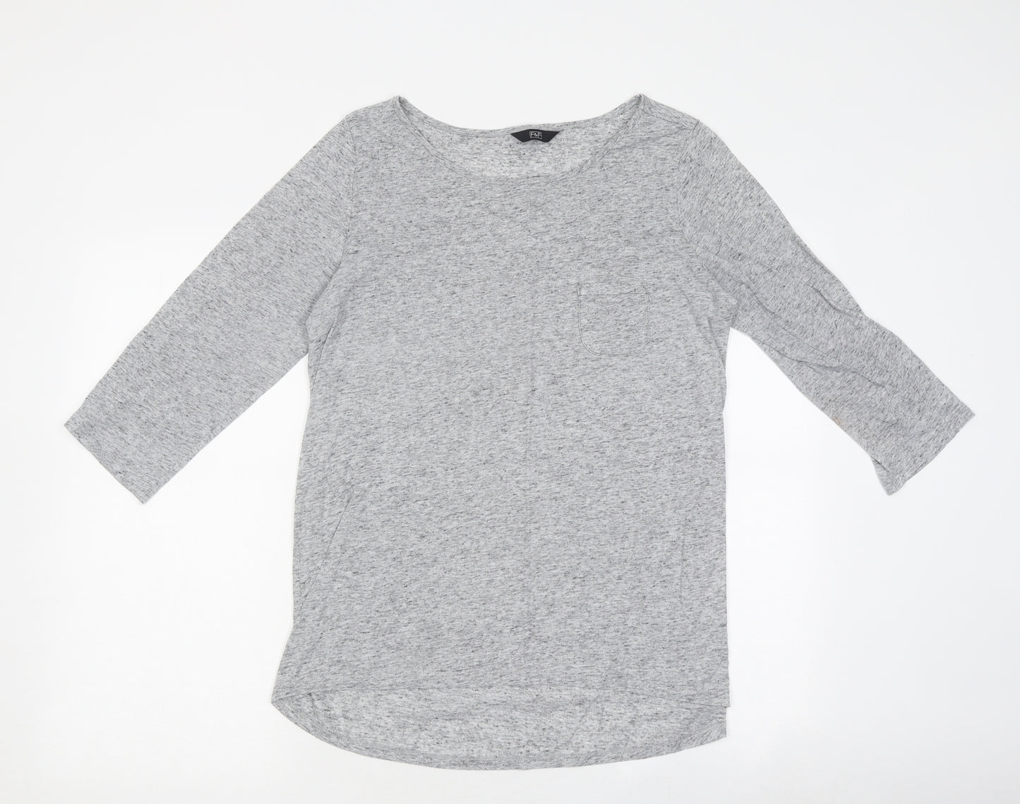 F&F Womens Grey Polyester Basic T-Shirt Size 14 Round Neck - Pocket