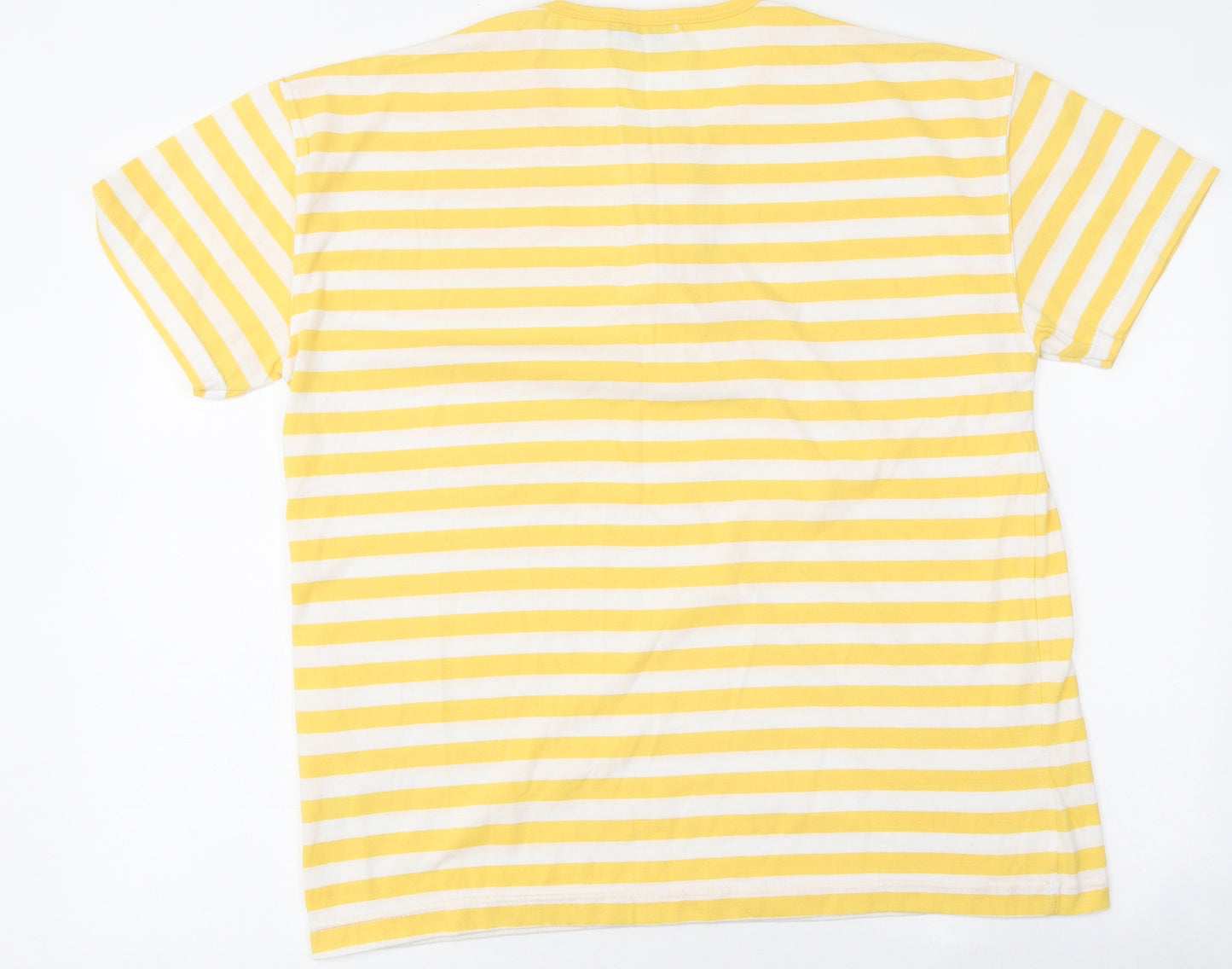 Paolucci Womens Yellow Striped Polyester Basic Button-Up Size S Round Neck - Size S/M