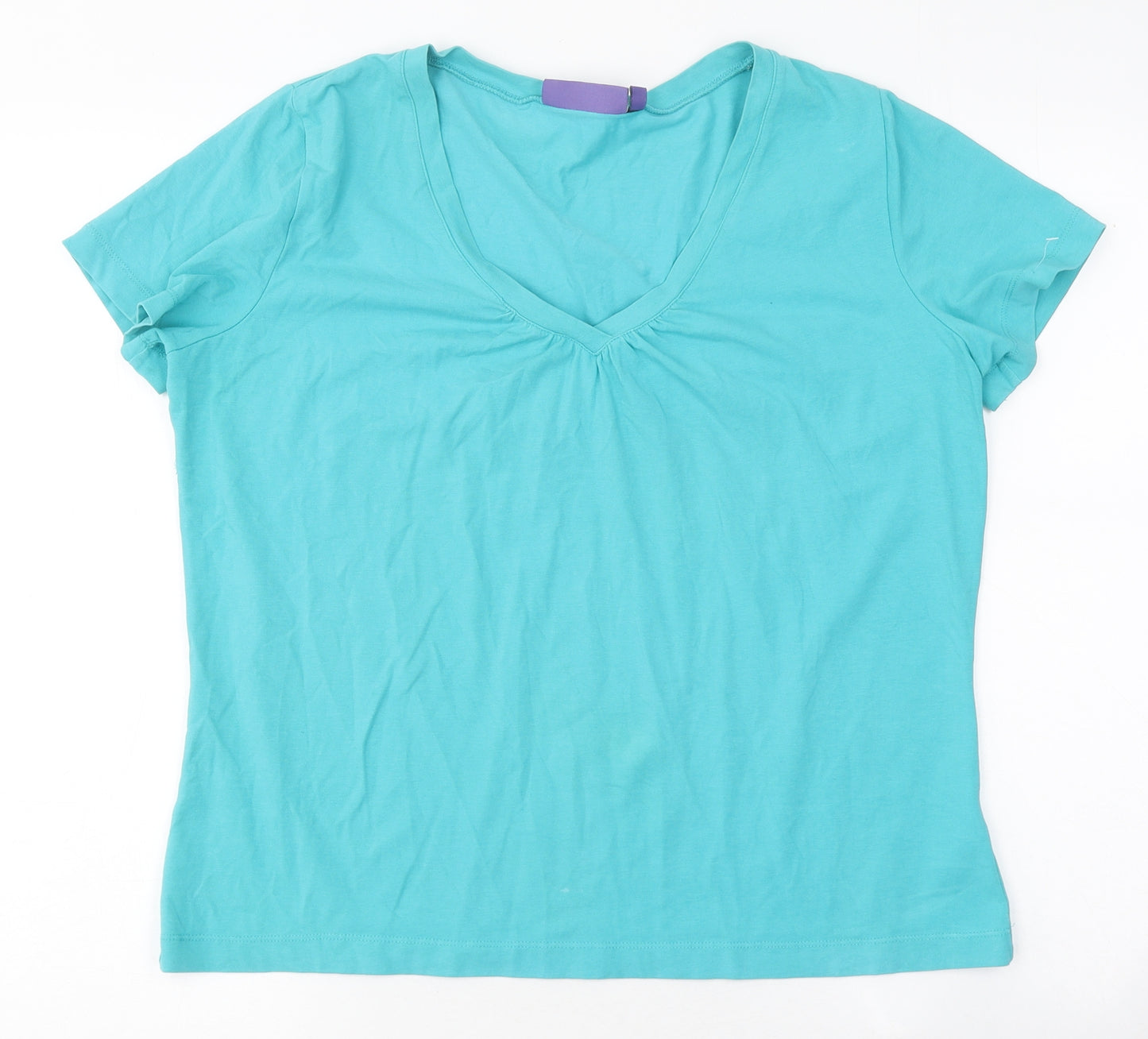 Autonomy Womens Blue Polyester Basic T-Shirt Size 16 V-Neck