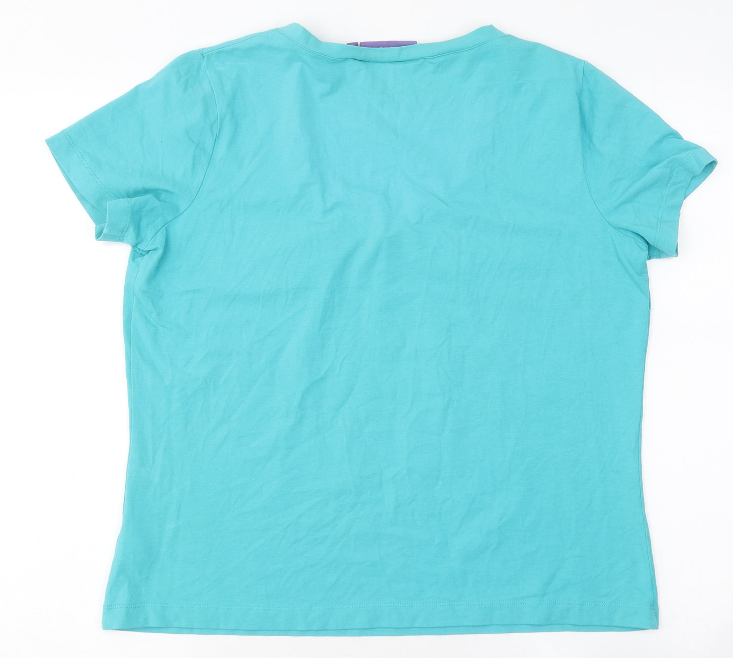 Autonomy Womens Blue Polyester Basic T-Shirt Size 16 V-Neck