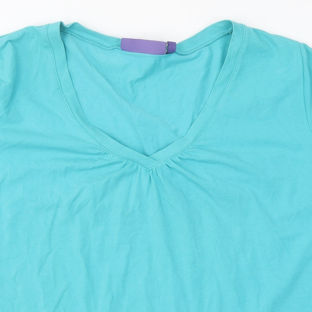 Autonomy Womens Blue Polyester Basic T-Shirt Size 16 V-Neck