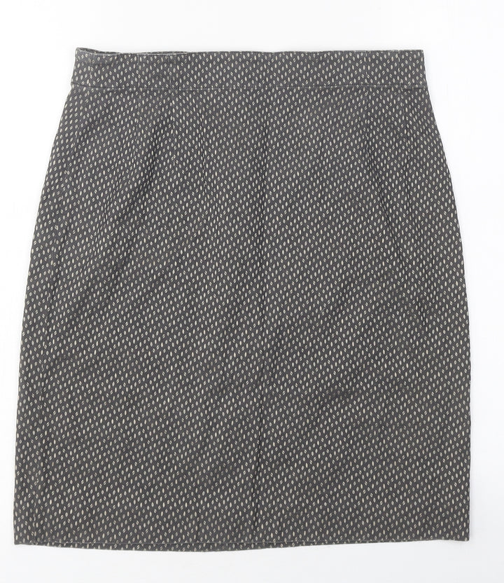 Comma Womens Brown Geometric Polyester A-Line Skirt Size 6 Zip