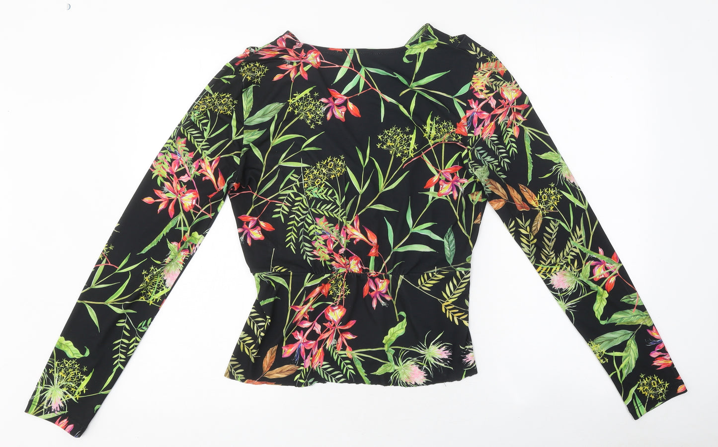 French Connection Womens Multicoloured Floral Polyester Wrap T-Shirt Size 12 V-Neck