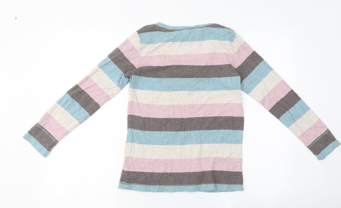 Marks and Spencer Womens Multicoloured Striped Polyester Basic T-Shirt Size 10 Round Neck