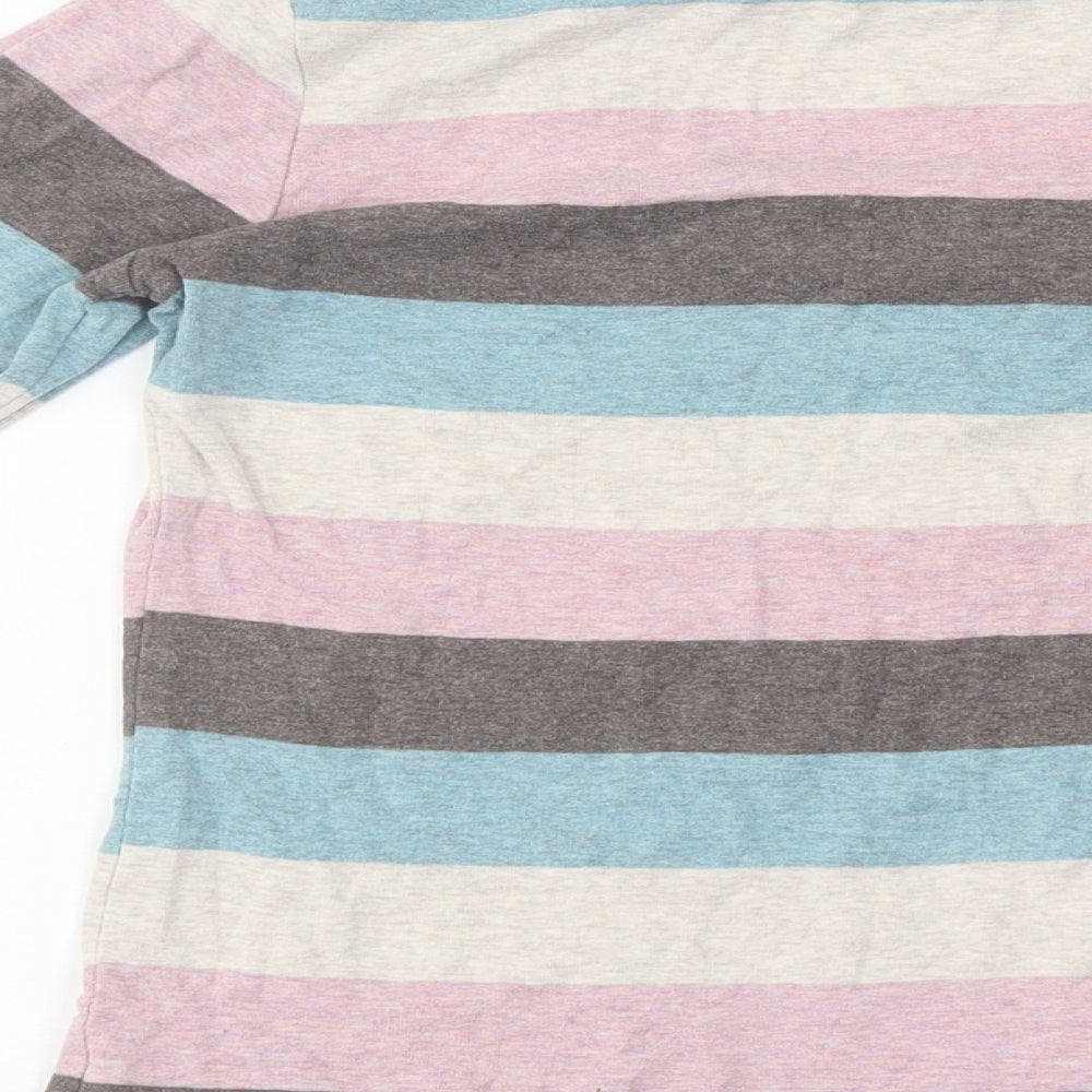 Marks and Spencer Womens Multicoloured Striped Polyester Basic T-Shirt Size 10 Round Neck