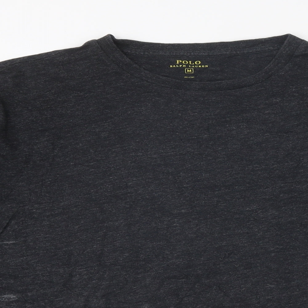 Ralph Lauren Mens Grey Polyester T-Shirt Size M Round Neck