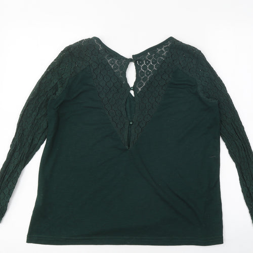 SheIn Womens Green Polyester Basic T-Shirt Size M Round Neck
