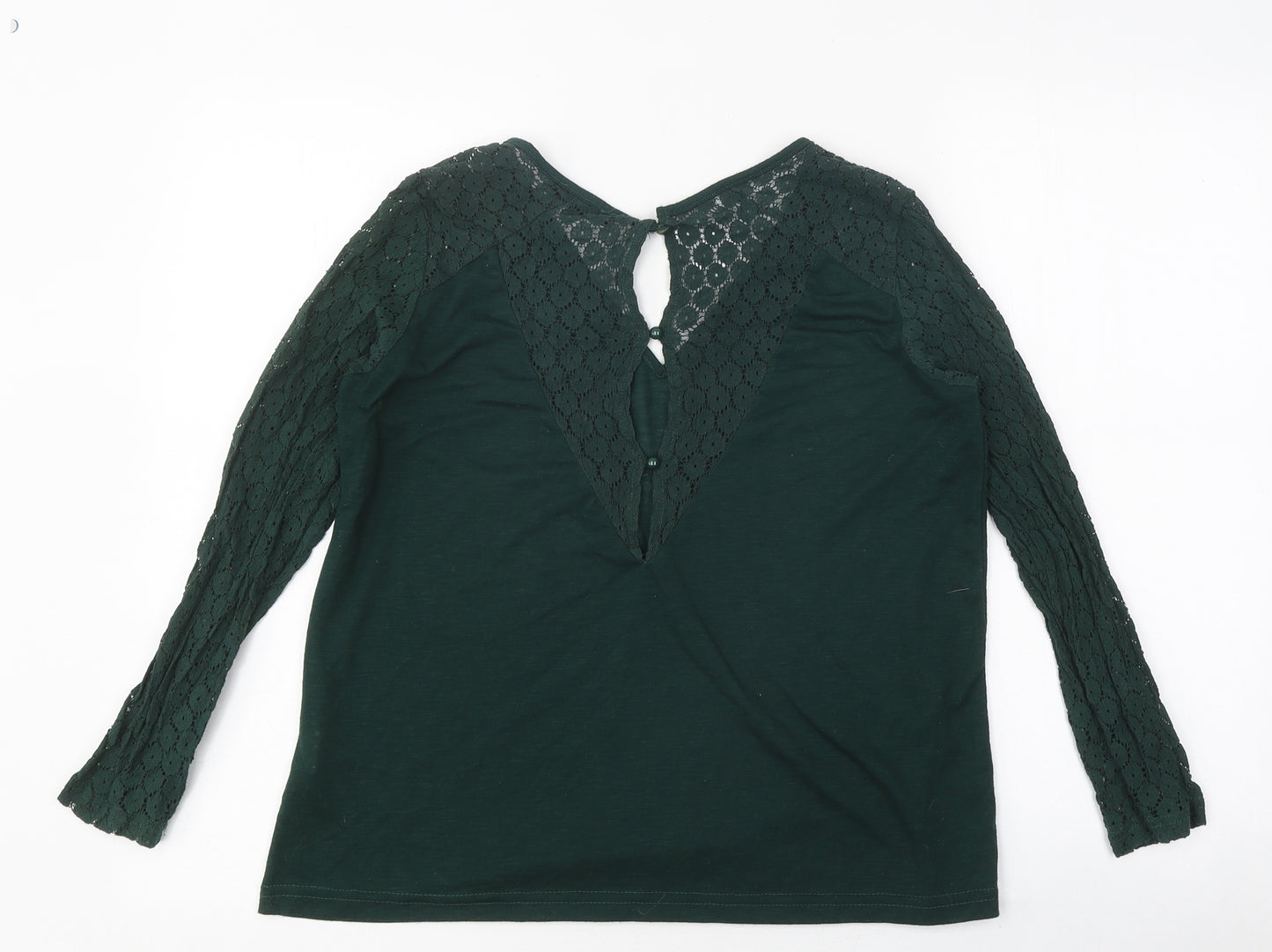 SheIn Womens Green Polyester Basic T-Shirt Size M Round Neck