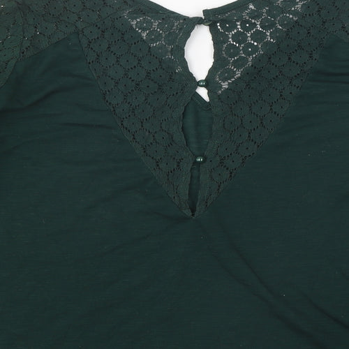 SheIn Womens Green Polyester Basic T-Shirt Size M Round Neck