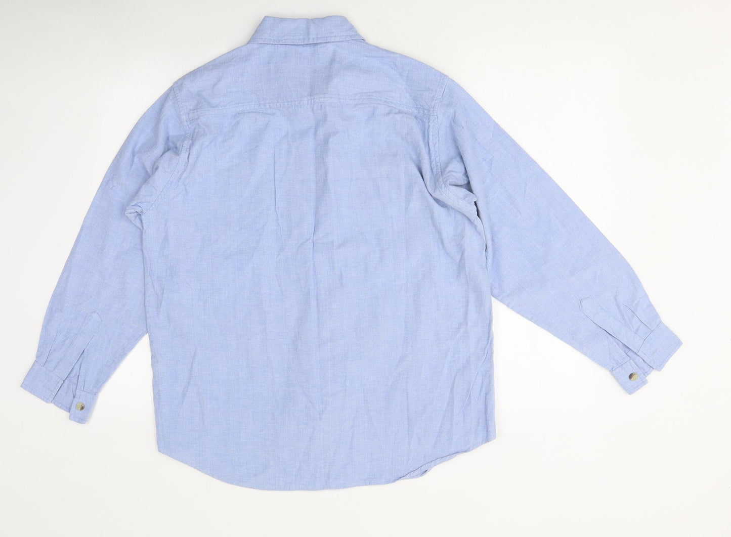Conrad Mens Blue Polyester Button-Up Size M Collared Button