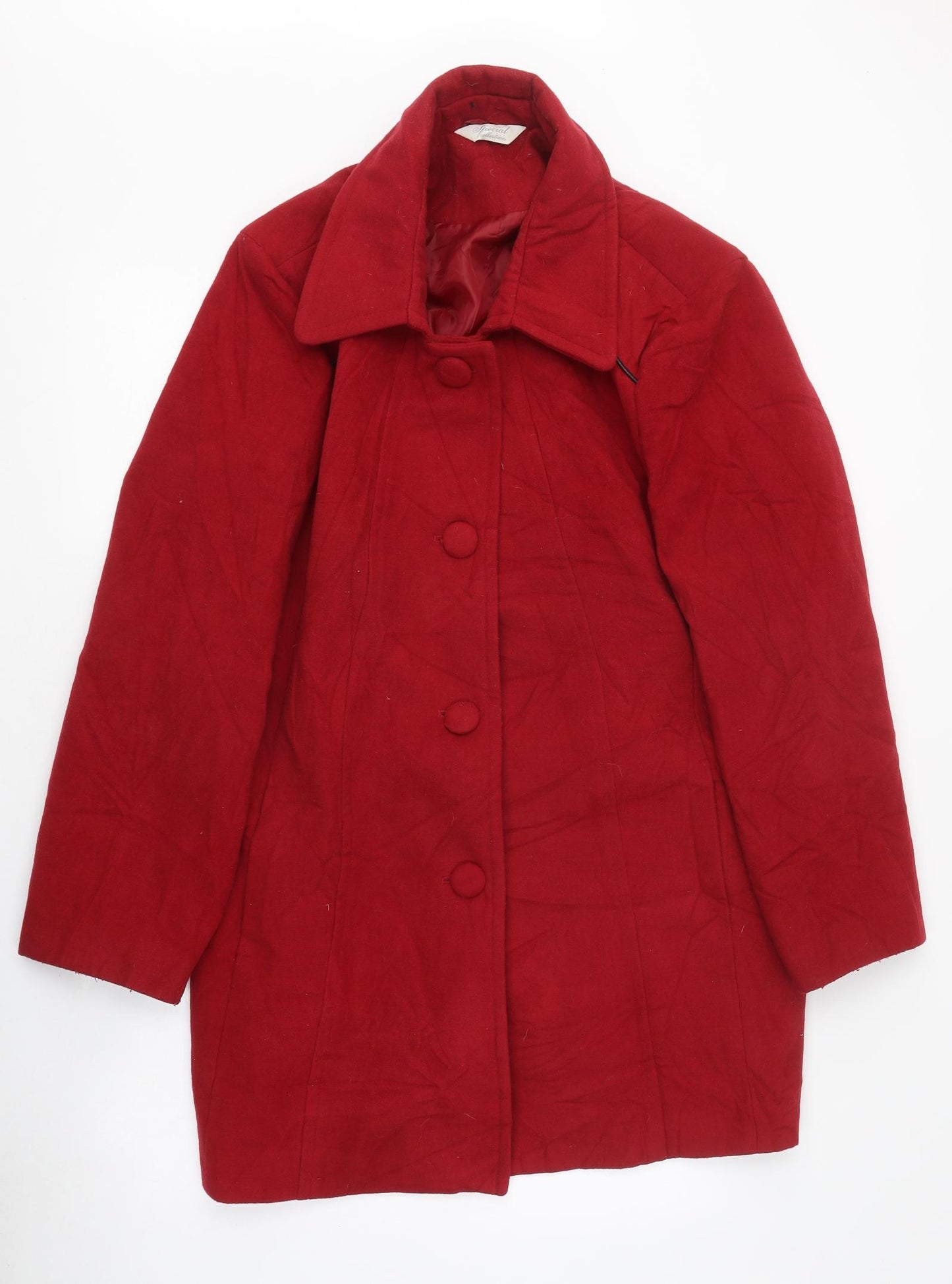 Special Collection Womens Red Overcoat Coat Size 24 Button