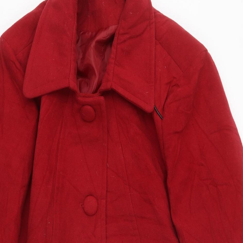 Special Collection Womens Red Overcoat Coat Size 24 Button