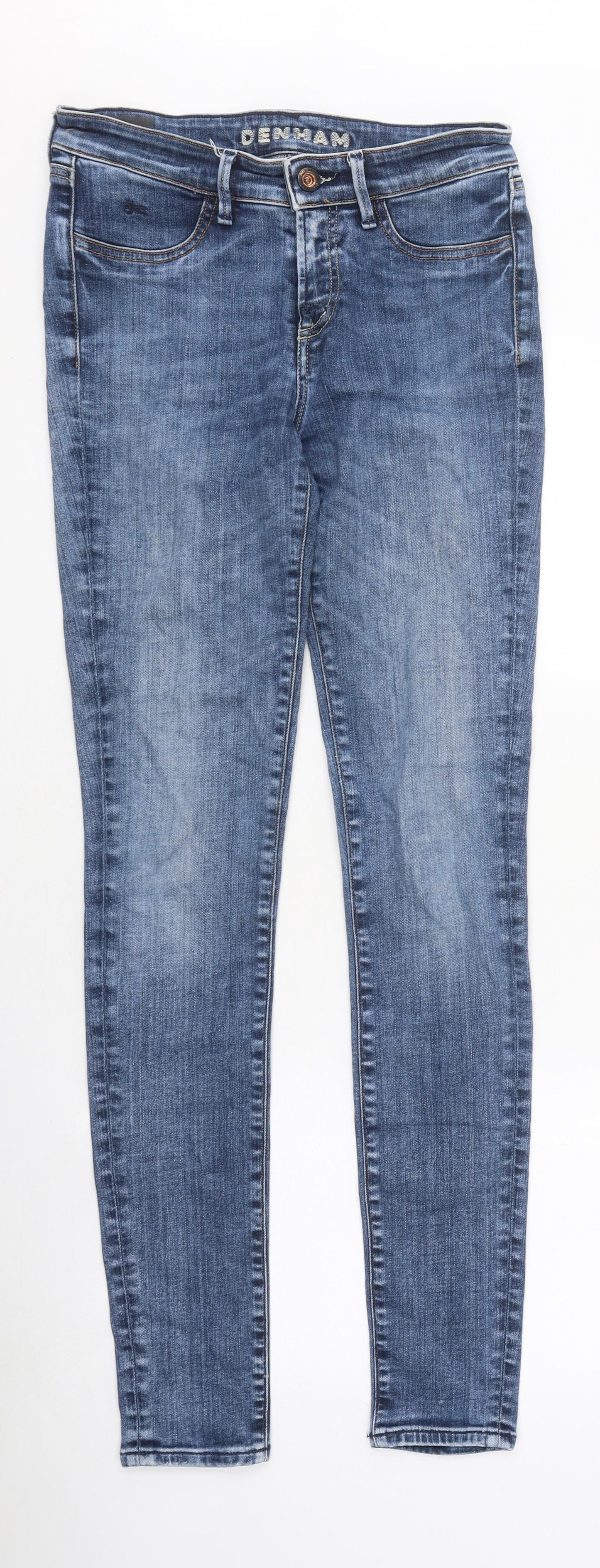 Preworn Womens Blue 100% Cotton Skinny Jeans Size 26 in L28 in Extra-Slim Zip - Embroided