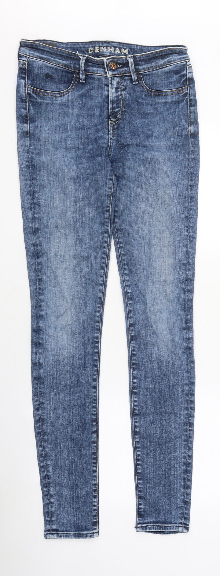 Preworn Womens Blue 100% Cotton Skinny Jeans Size 26 in L28 in Extra-Slim Zip - Embroided