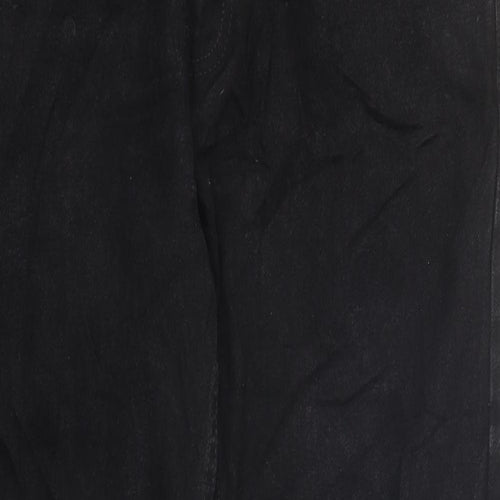 AW85 Mens Black Cotton Straight Jeans Size 32 L27 in Regular Zip