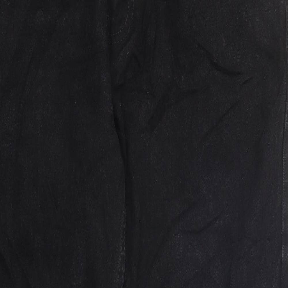 AW85 Mens Black Cotton Straight Jeans Size 32 L27 in Regular Zip