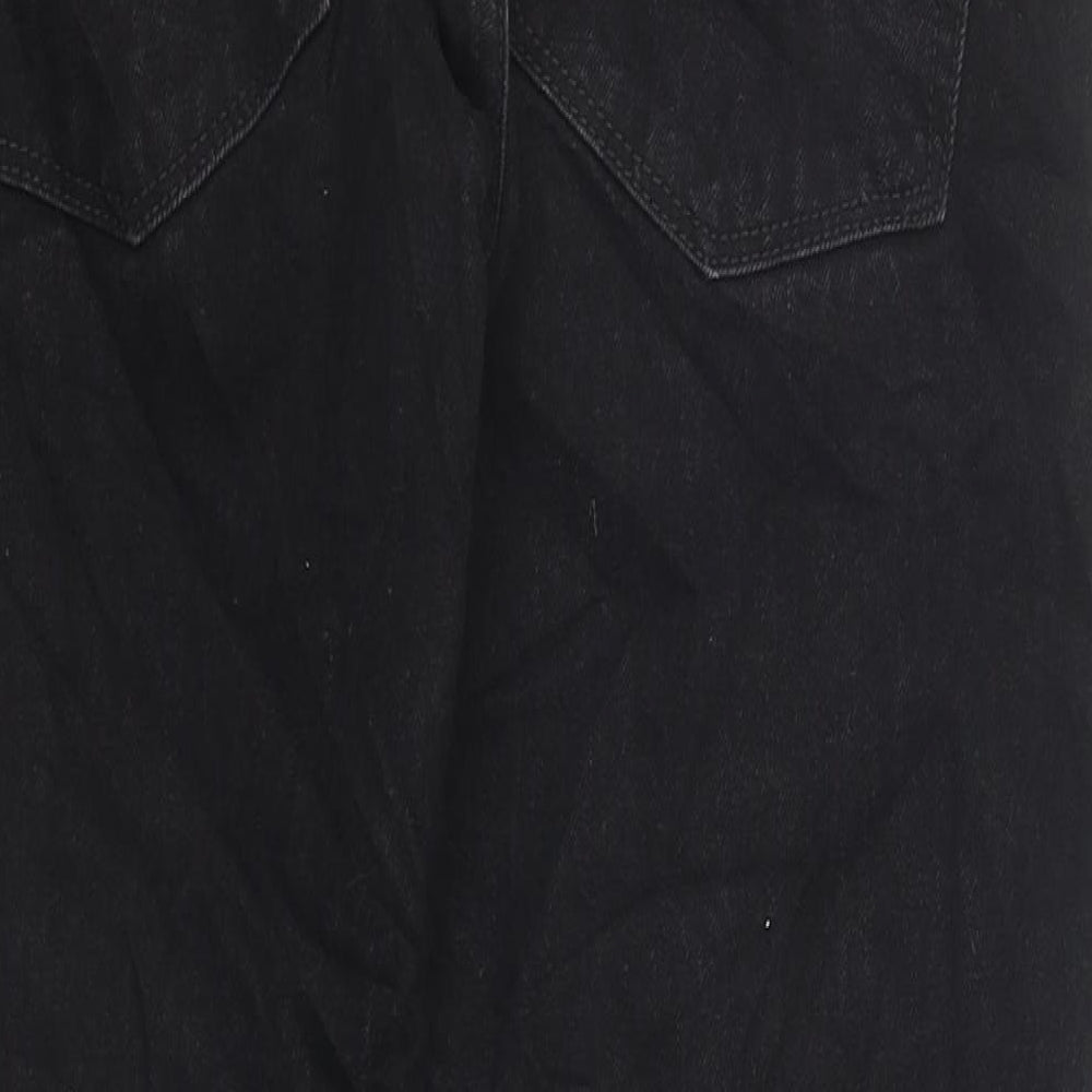 AW85 Mens Black Cotton Straight Jeans Size 32 L27 in Regular Zip