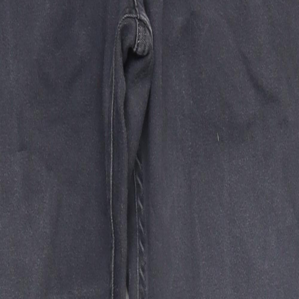 Marks and Spencer Womens Black Cotton Straight Jeans Size 12 L28 in Regular Zip - Gems