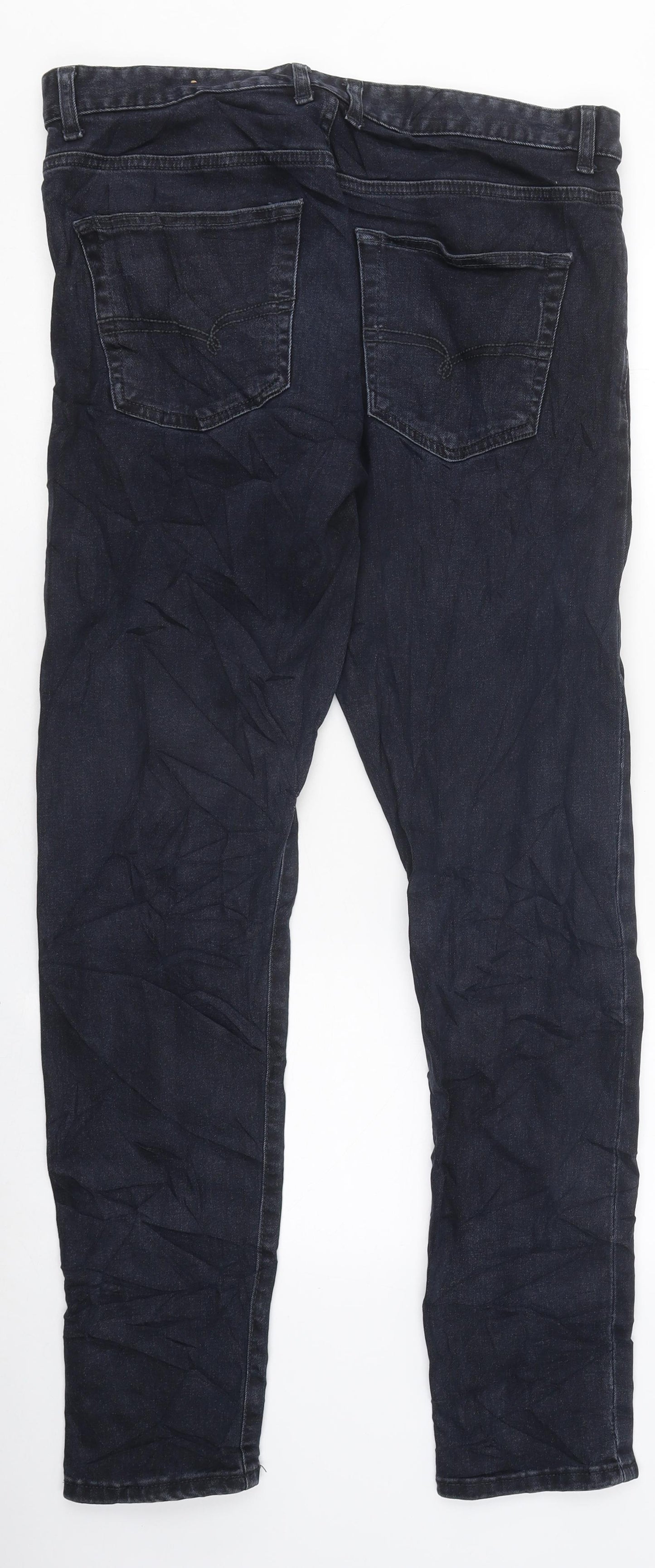 NEXT Mens Black Cotton Skinny Jeans Size 32 L32 in Regular Zip
