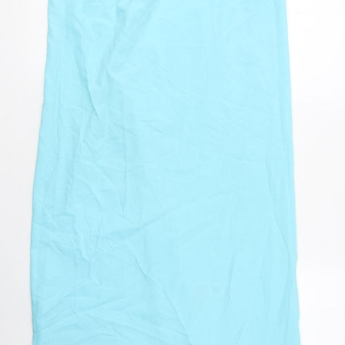 Marks and Spencer Womens Blue Polyester Slip Dress Size 6 Square Neck Pullover