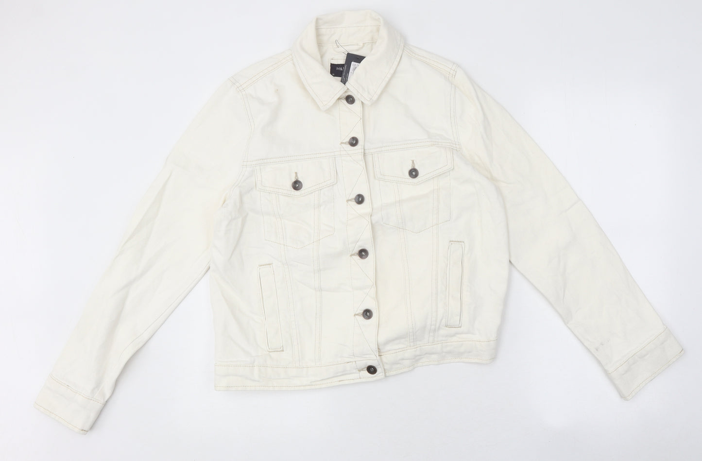 Marks and Spencer Womens White Jacket Size 10 Button