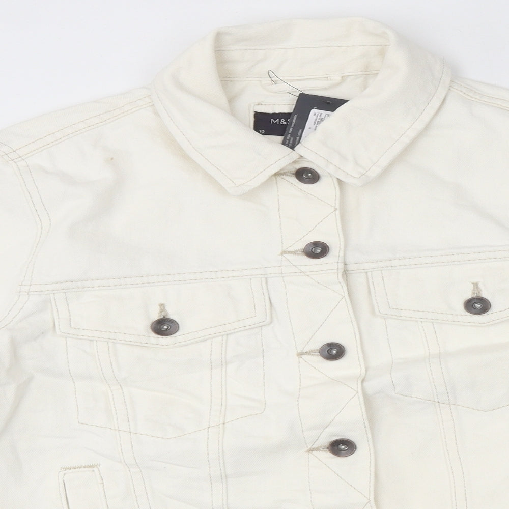 Marks and Spencer Womens White Jacket Size 10 Button